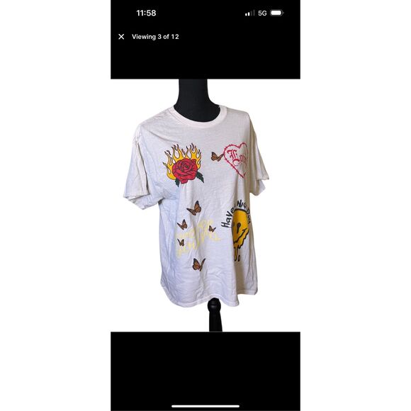 PacSun Forever Yours Cream Short Sleeved Graphic T-Shirt Sz M - Picture 1 of 11